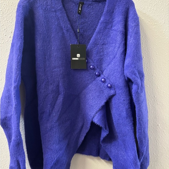 STYLEWE Purple Asymmetrical Cardigan Sweater - Picture 2 of 2